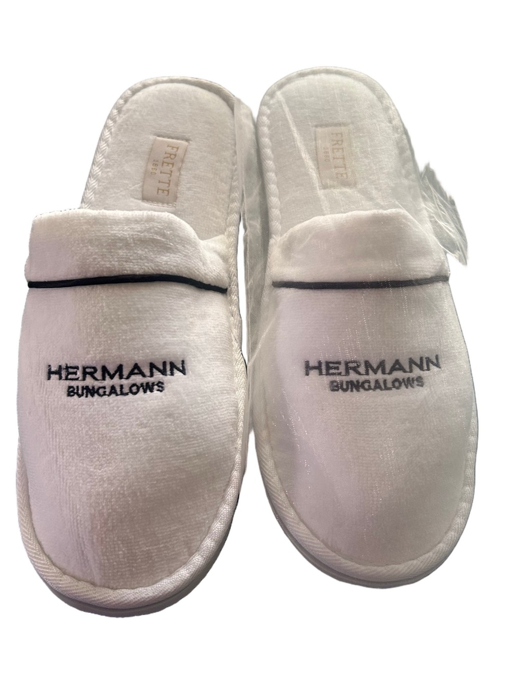 NEW Frette cotton terry slippers hotel luxury slip Ons Hermann Bungalows NWT